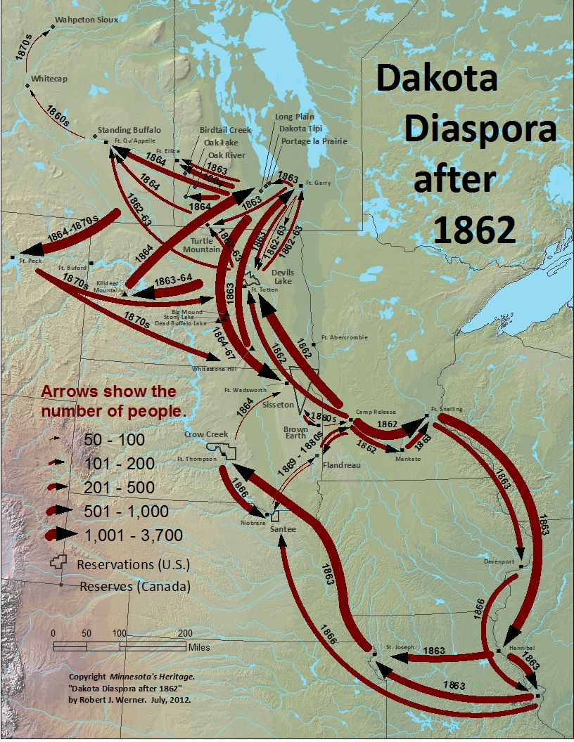 Map of The Dispersal of the Dakota after 1862