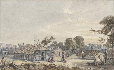 Dakota Village on the Mississippi near Fort Snelling, 1845-48