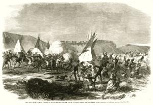 The Sioux War-cavalry charge of Sully's brigade at the Battle of White Stone Hill, Harper's Weekly, 1863