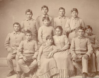 "A selected lot from Lieut. S. Smith's party of Chiricahua Apache Indians, four months after arriving at Carlisle." National Museum of the American Indian, Smithsonian Institution (PO6847). Photo by J.N Choate.