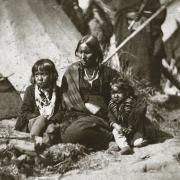 Little Crow’s wife and children at Fort Snelling, ca. 1863.