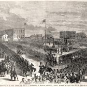 Public execution of 38 Dakota Indians at Mankato, by W. H. Childs, 1862.